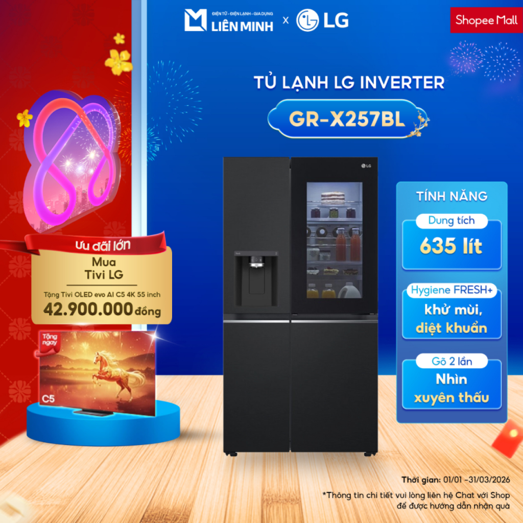 GR-X257BL - Tủ Lạnh LG Inverter 635 Lít GR-X257BL - Bảo Hành Chính Hãng