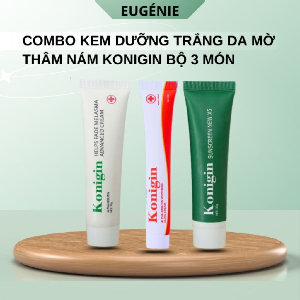 Combo Kem Nám Konigin Dưỡng Trắng Da, Giảm Thâm Sạm, Cấp Ẩm Phục Hồi Da Bộ 3 Món