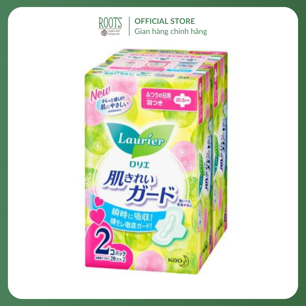 (Ship hỏa tốc) LAURIER - Băng Vệ Sinh Ban Ngày Có Cánh, Sanitary Pads, Day, 2 Gói, 40 Miếng (20.5cm)