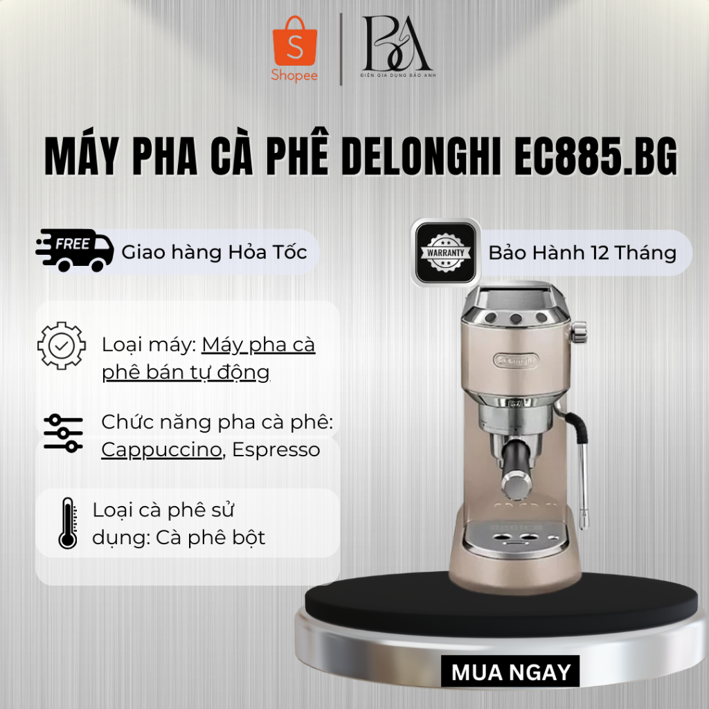Máy pha cà phê espresso DeLonghi Dedica Arte EC885 (BG/ GY/ M) | Bảo hành 12 tháng