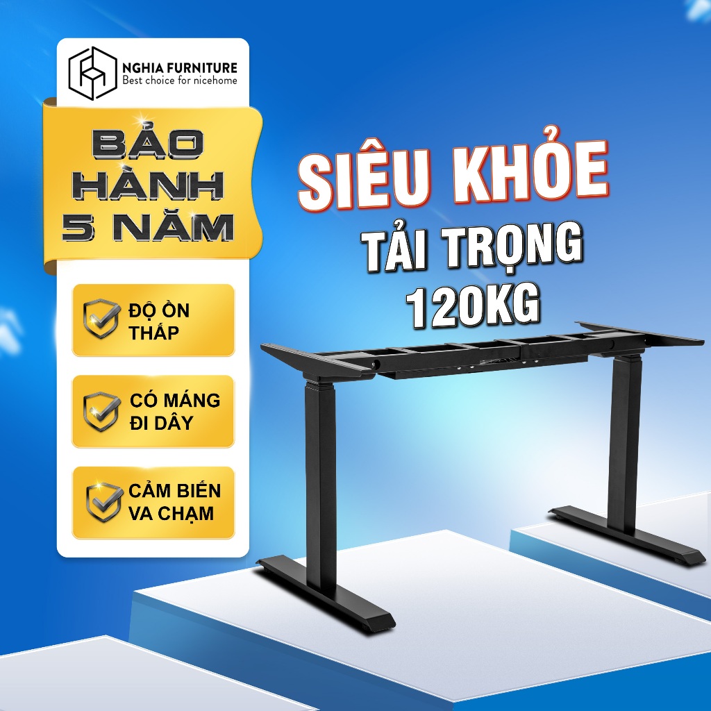 Chân bàn nâng hạ thông minh Nghia Furniture HiLeg-V, Tải trọng 120kg, cảm biến va chạm, tiếng ồn nhỏ