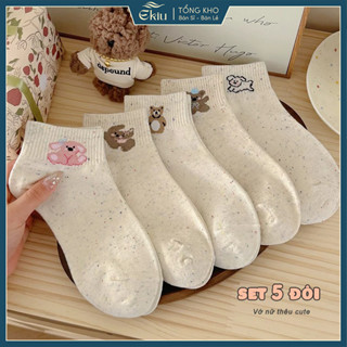 Tất vớ hạt màu cổ ngắn, họa tiết đáng yêu, chất liệu mềm mịn thoáng khí - Ekiu Shop