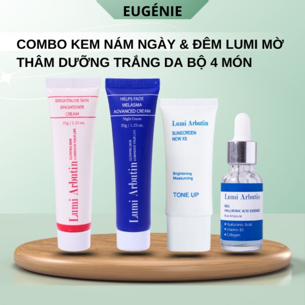 Combo Kem Nám Ngày Đêm Lumi Arbutin  Giảm Thâm Nám, Sáng Da, Đều Màu Bộ 4 Món