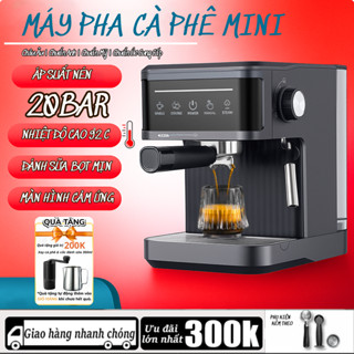 Máy Pha Cà Phê Espresso 20 BAR, Máy Pha Cà Phê Mini Cao Cấp Tự Động Tạo Bọt Sữa, Dùng Cho Gia Đình