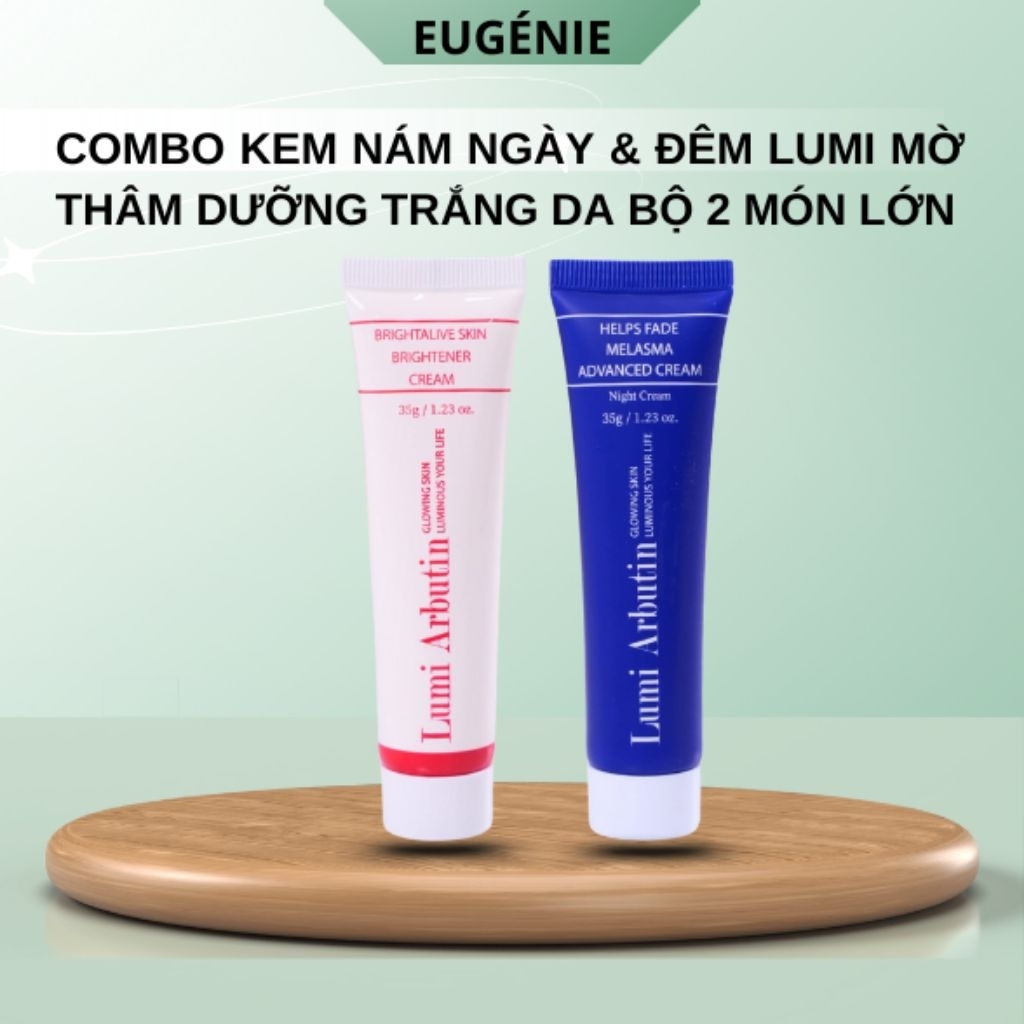 Combo Kem Nám Lumi Arbutin Ngày Đêm  Mờ Thâm Nám, Sáng Da, Đều Màu Bộ 2 Món