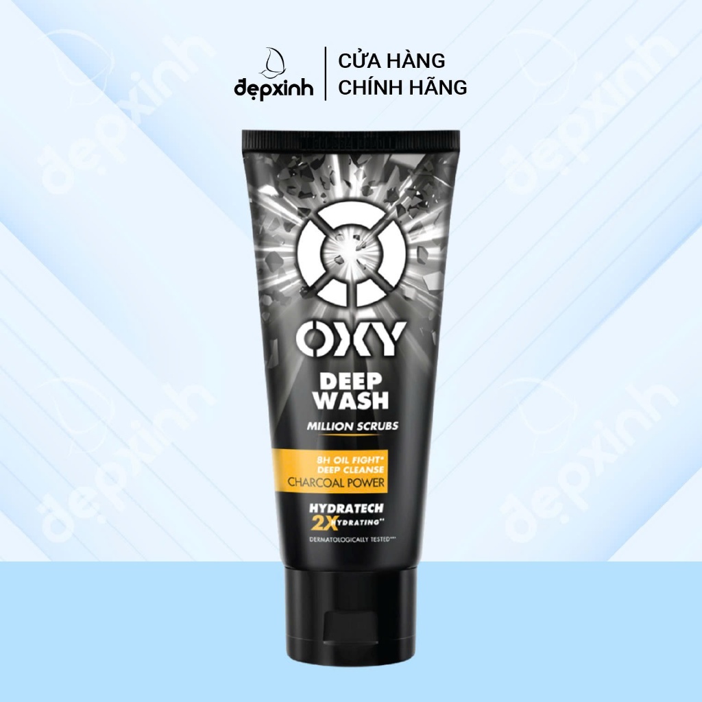 Sữa rửa mặt cho nam Oxy sạch sâu giảm nhờn dạng kem có hạt massage Oxy Deep Wash 100g