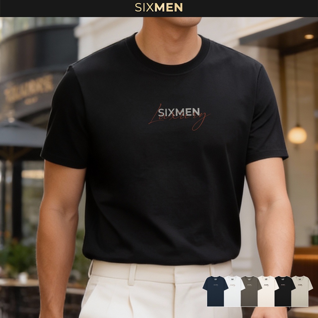 Áo thun nam TSHIRT SIXMEN LUXURY Ver 1 cổ tròn vải cotton cao cấp co giãn, thoáng mát, thanh lịch
