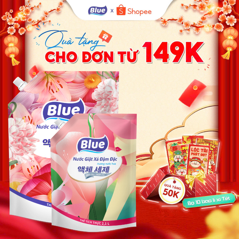 Nước Giặt Blue Đậm Đặc Hàn Quốc, Sạch Sâu, Thơm Lâu, Lưu Hương 72h, Dùng Được Mọi Máy Giặt