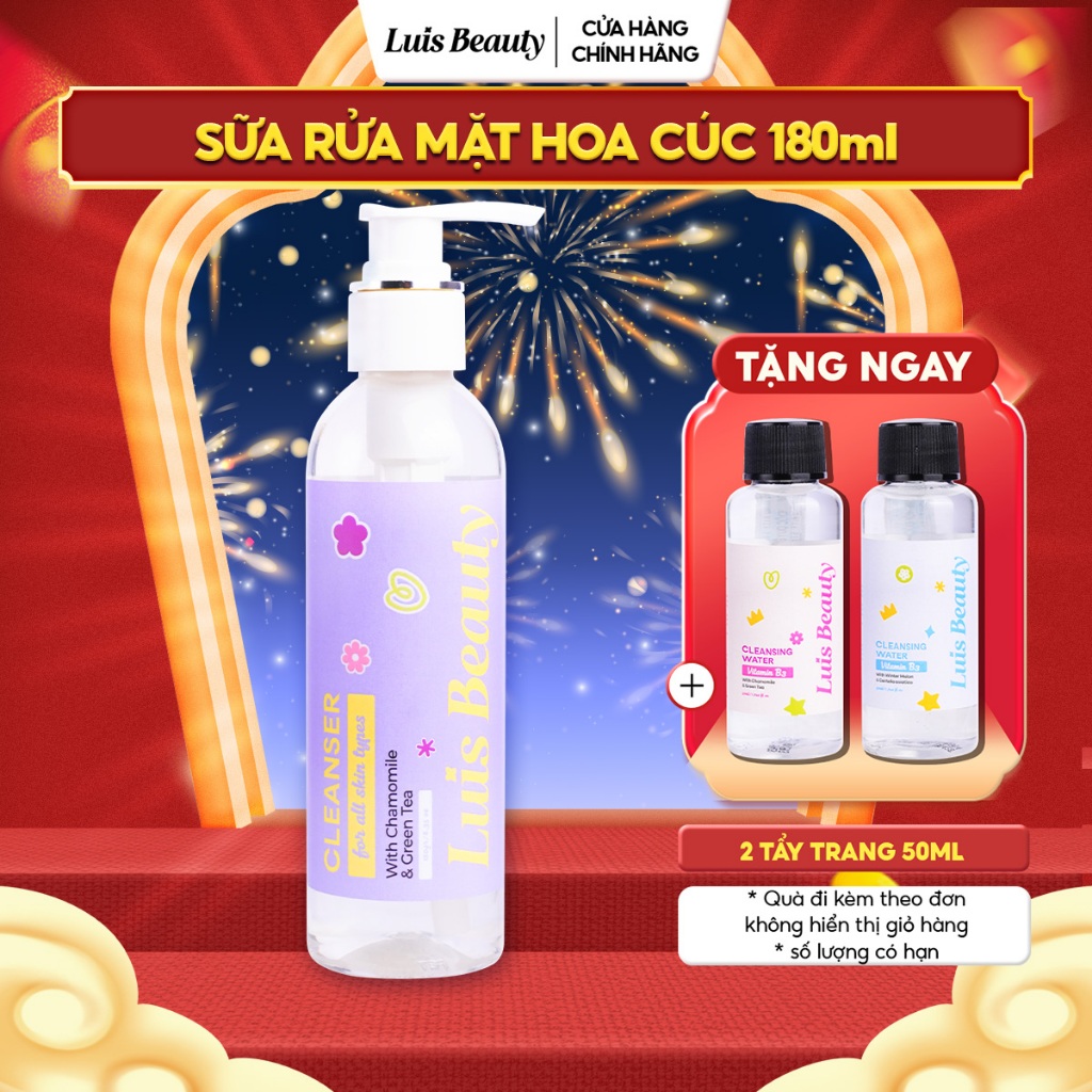 Sữa Rửa Mặt Trà Xanh, Hoa Cúc Luis Beauty 180gr Dịu Nhẹ Và Cân Bằng Độ Ẩm Dành Cho Da Nhạy Cảm