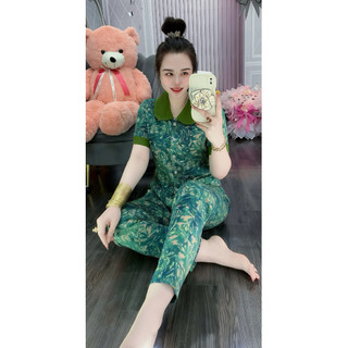 Đồ Bộ Cổ Sen Quần Dài Vải Lụa Mango Size Từ 45-75 Kí