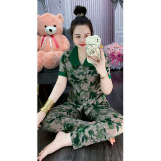 Đồ Bộ Cổ Sen Quần Dài Vải Lụa Mango Size Từ 45-75 Kí