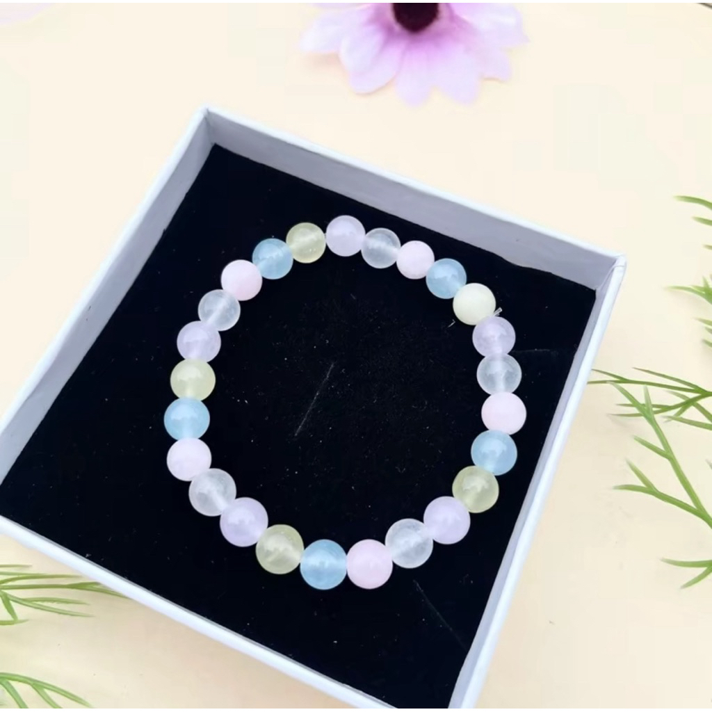 Vòng tay đá mã não đa sắc, vòng tay may mắn - Plink gems