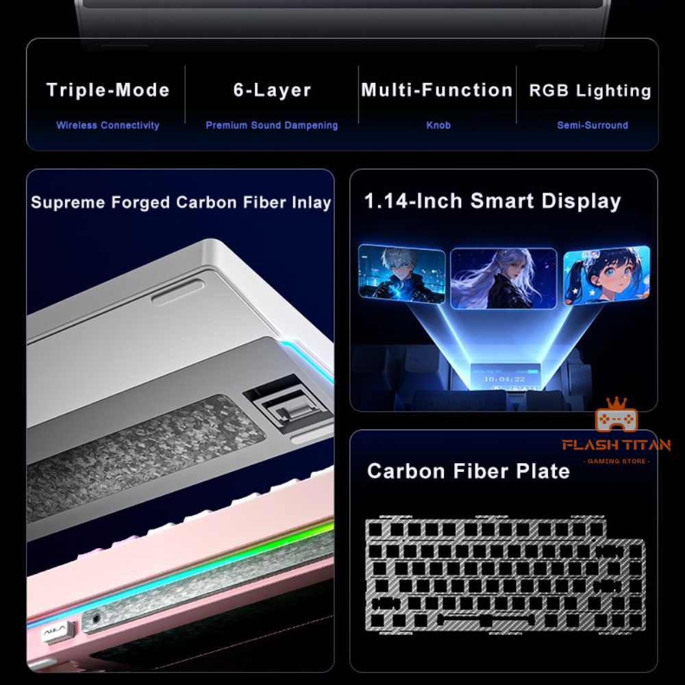 Bàn phím cơ không dây Aula NOVA75 - 3 Mode kết nối - Led RGB mạch xuôi có app - Màn LED tùy chỉnh | BigBuy360 - bigbuy360.vn