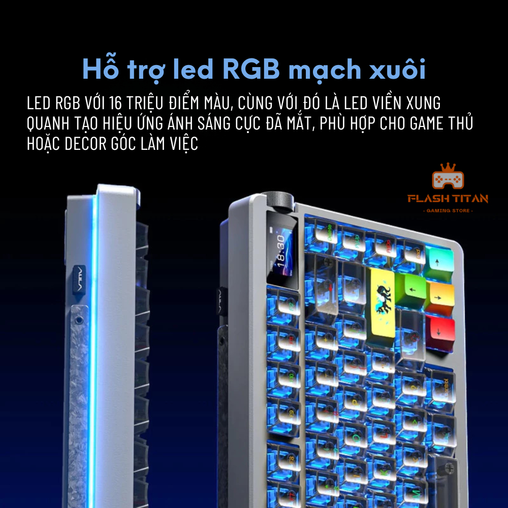 Bàn phím cơ không dây Aula NOVA75 - 3 Mode kết nối - Led RGB mạch xuôi có app - Màn LED tùy chỉnh | BigBuy360 - bigbuy360.vn