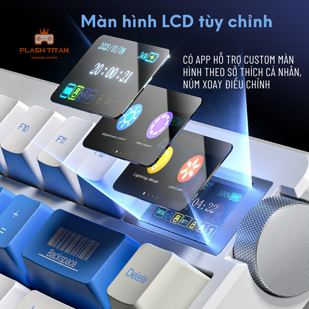 Bàn phím cơ không dây Aula NOVA75 - 3 Mode kết nối - Led RGB mạch xuôi có app - Màn LED tùy chỉnh | BigBuy360 - bigbuy360.vn
