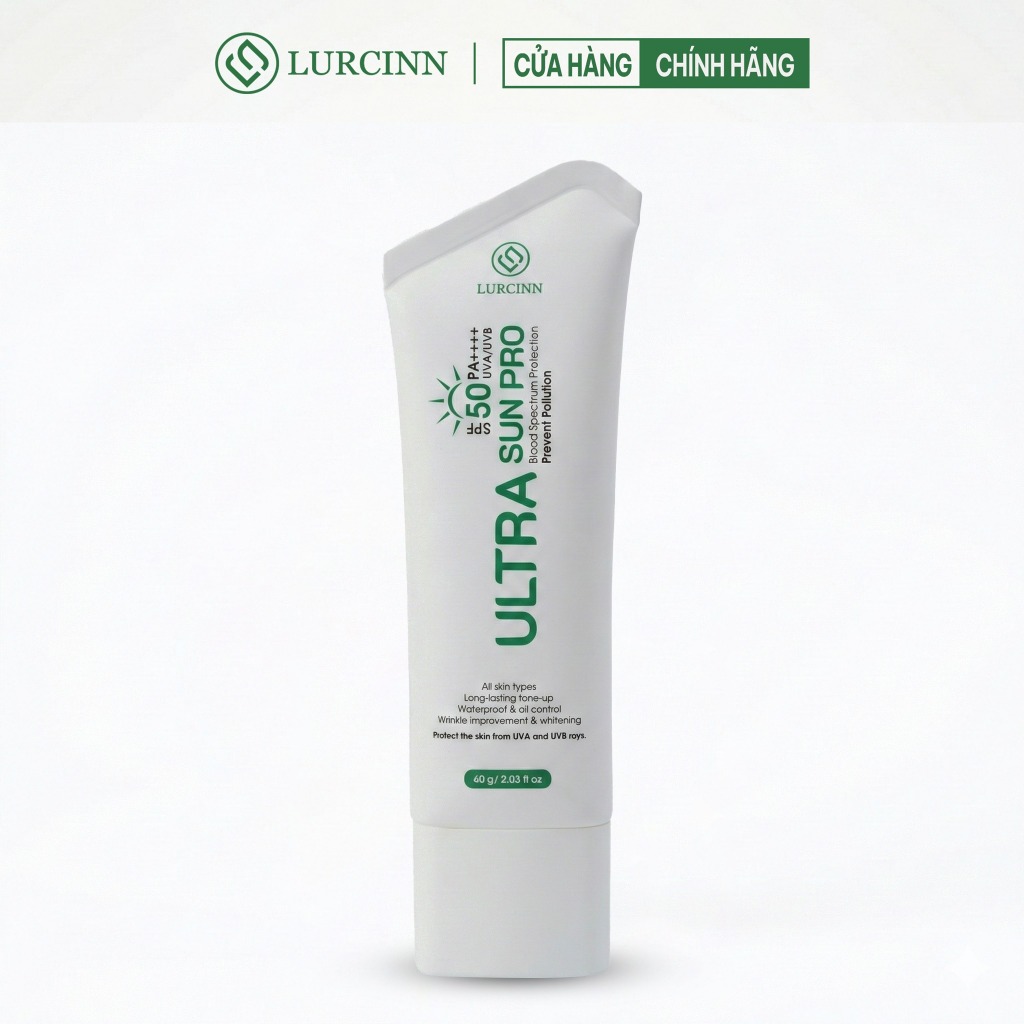 KEM CHỐNG NẮNG LURCINN ULTRA SUN+ SPF 50+ PA++++ Lai Vật Lý Hóa Học Nâng Tông Dưỡng Ẩm - LURCINN 60g
