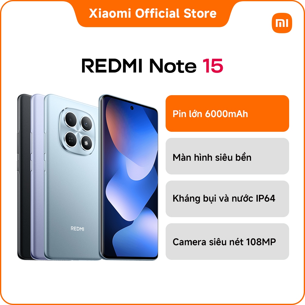 Điện thoại thông minh REDMI Note 15 (6+128GB | 8+128GB | 8+256GB) | Pin lớn 6000mAh | Màn hình siêu 