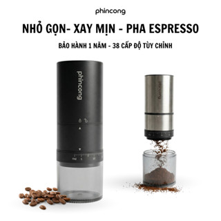 Máy Xay Cà Phê Cầm Tay Tự Động Phincong PC120 - Lõi Thép, Tùy Chỉnh Độ Mịn, Pha Espresso/ Phin