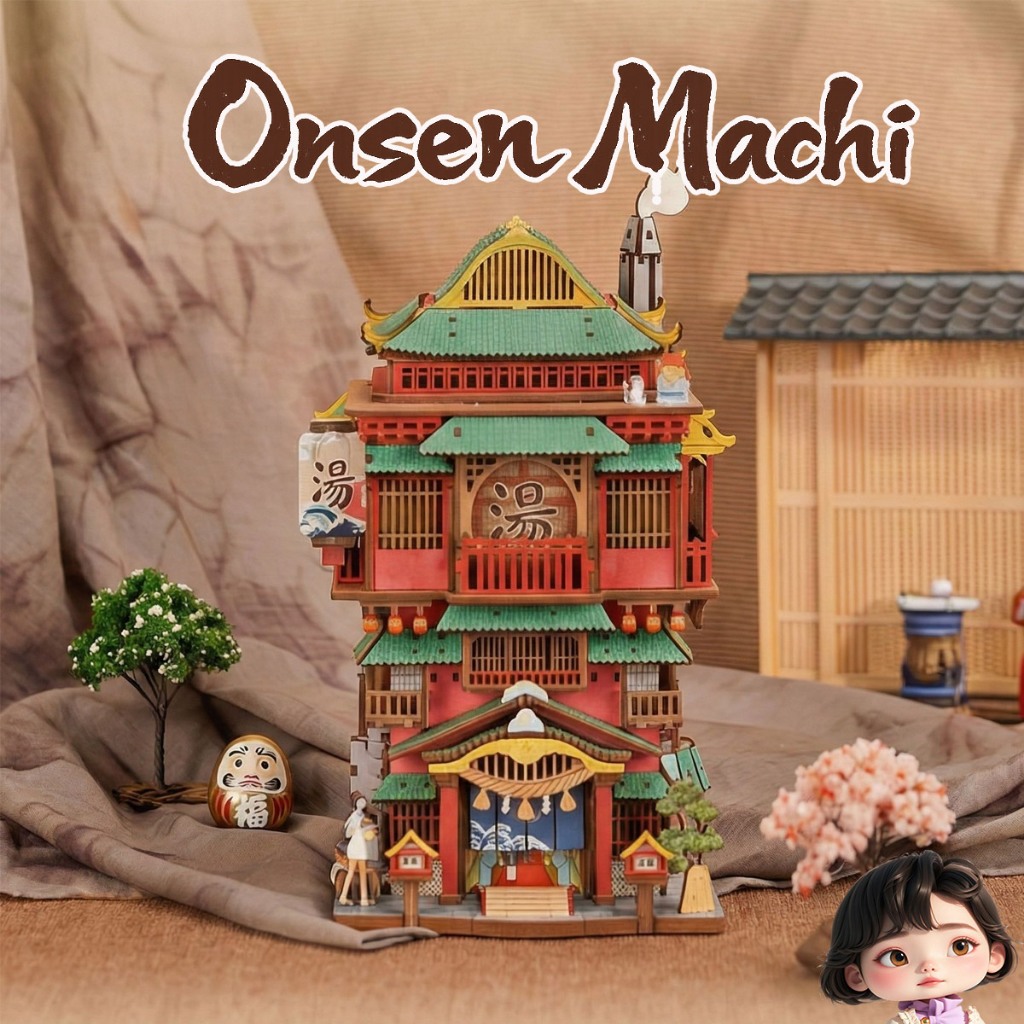 Mô Hình Nhà Búp Bê Gỗ DIY Onsen Machi | Tự Lắp Ráp | Mua 1 Tặng 3 Túi Mù ♨️