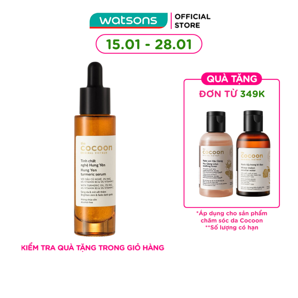 Tinh Chất Nghệ Hưng Yên Cocoon Turmeric Serum Sáng Da & Mờ Vết Thâm 30ml