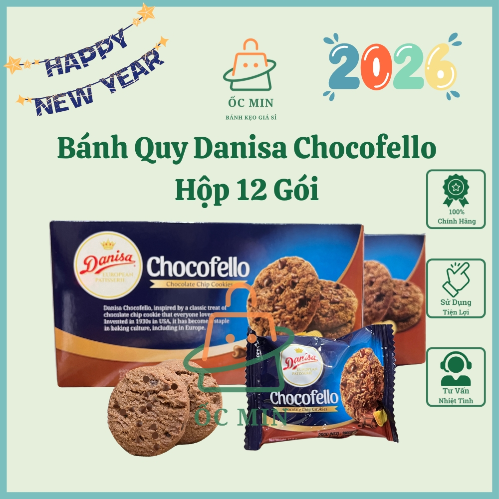 [DANISA] [2 HỘP]  Bánh Quy Chocofello, Chocolate Chip Cookies,150gr