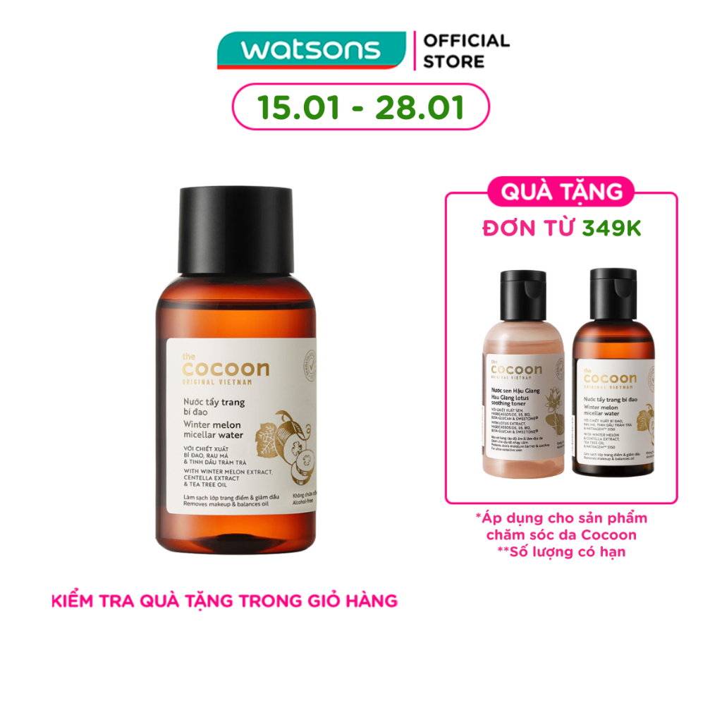 Nước Tẩy Trang Cocoon Winter Melon Bí Đao Làm Sạch Da Và Giảm Dầu 140ml