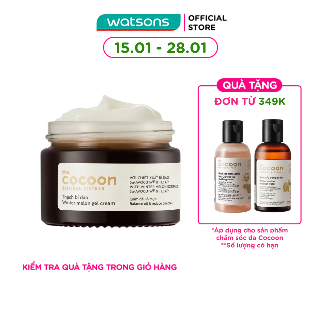 Thạch Bí Đao Dưỡng Ẩm Cocoon Giảm Dầu và Mụn Winter Melon Gel Cream 30ml