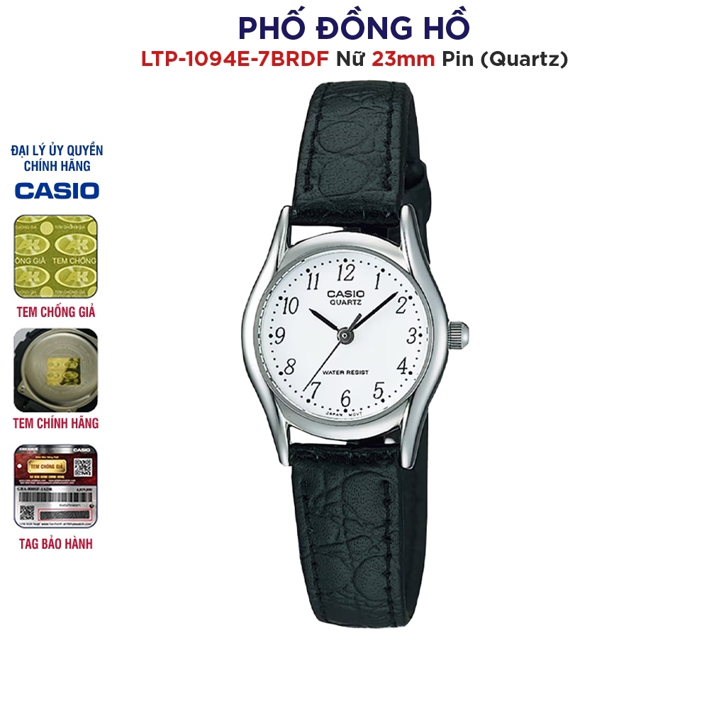 Đồng hồ dây da nữ Casio chính hãng Anh Khuê LTP-1094E-7BRDF