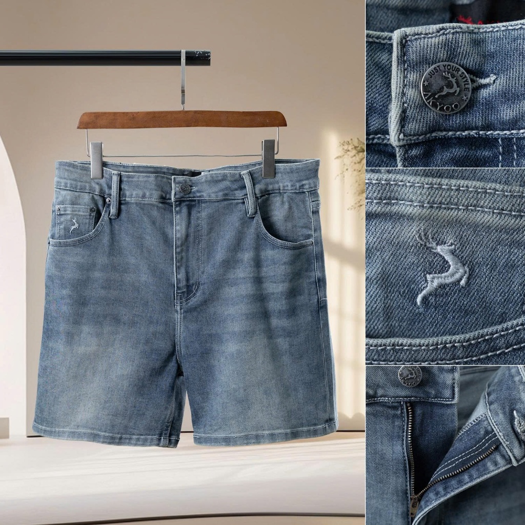 Quần Sooc Jean Big Size Nam 80-140kg AKYOO Vải Jean Co Giãn, Thoải Mái, Bền Màu -SJ WAS, NHAT