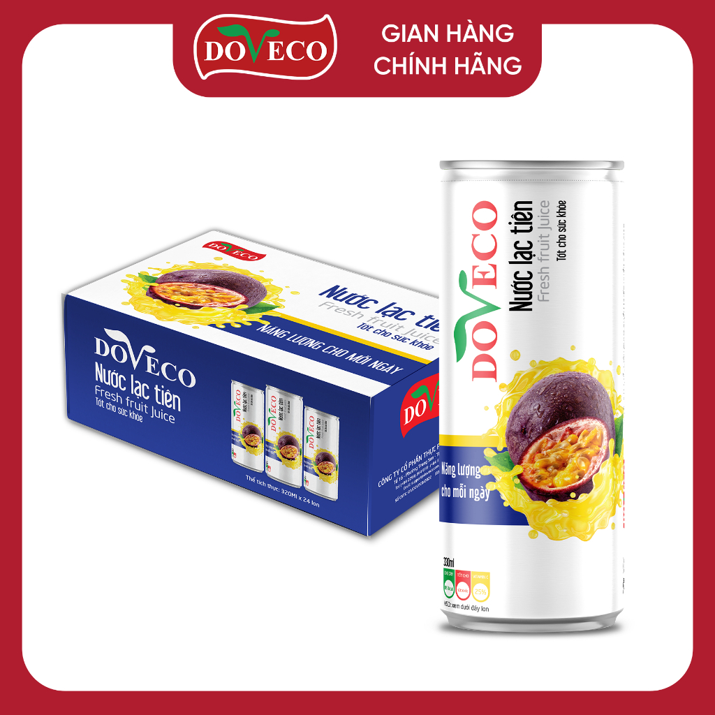 [Thùng 24lon] Nước ép Lạc Tiên Doveco - nước ép hoa quả An toàn cho sức khỏe