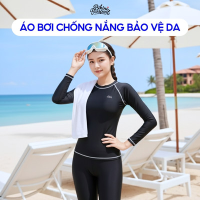 Áo bơi kín nữ tay dài bảo vệ da đi du lịch - Bikini Passport - BSV1004_BL