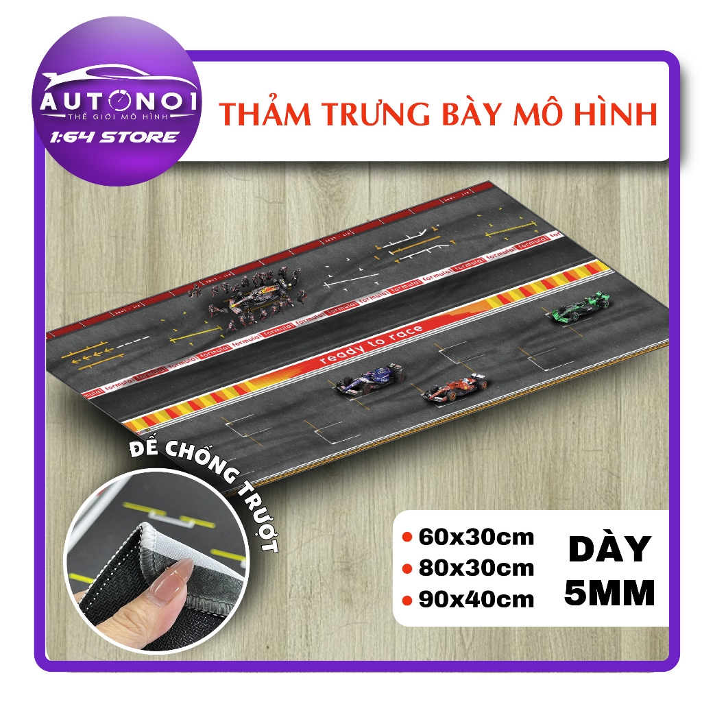 Phụ kiện thảm sa bàn chống trượt mô phỏng diorama đường đua F1 kích thước 60x30 cho mô hình xe 1:64 