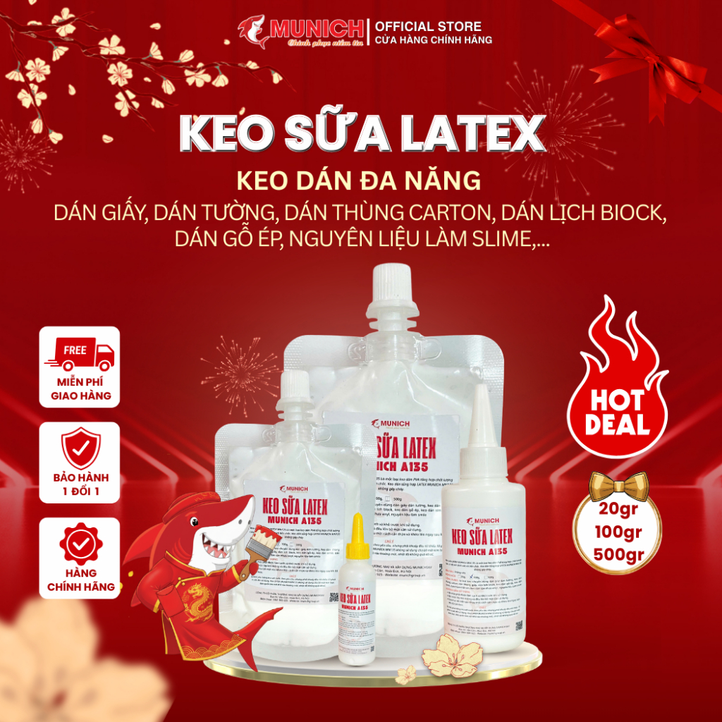 Keo Sữa Latex - Keo đa năng - dán giấy, dán tường, dán thùng carton, dán lịch block, dán gỗ ép, nguy