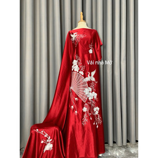 [25] Vải lụa Ruby may Áo Dài, Hoạ tiết Thêu