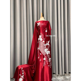 [25] Vải lụa Ruby may Áo Dài, Hoạ tiết Thêu