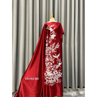 [25] Vải lụa Ruby may Áo Dài, Hoạ tiết Thêu