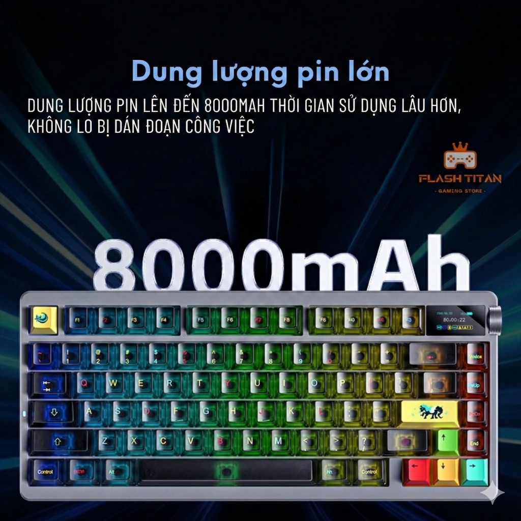 Bàn phím cơ không dây Aula NOVA75 - 3 Mode kết nối - Led RGB mạch xuôi có app - Màn LED tùy chỉnh | BigBuy360 - bigbuy360.vn