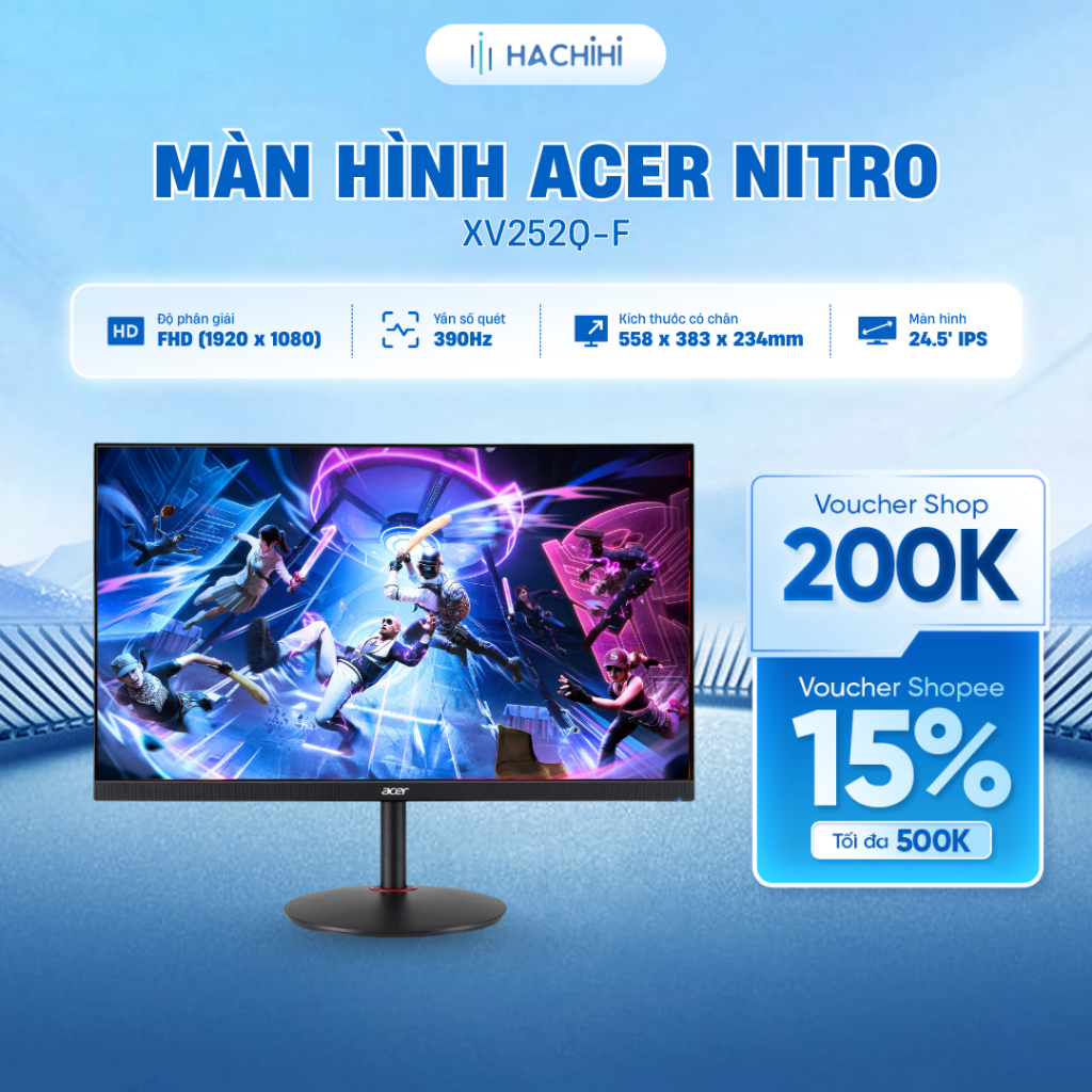 Màn hình gaming Acer Nitro XV252Q-F 24.5 inch FHD IPS 390Hz 1ms góc nhìn  178°(H)/178°(V)