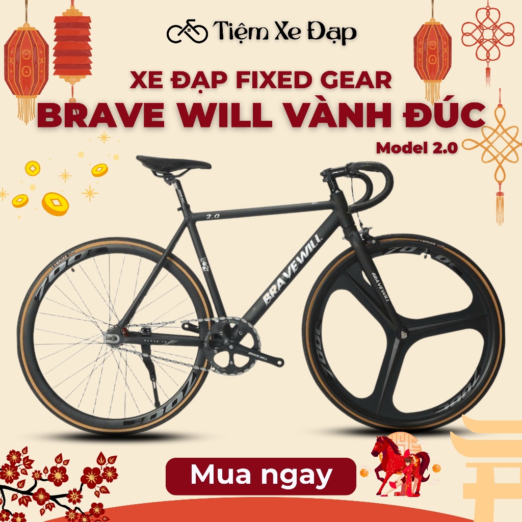 Xe Đạp Fixed Gear BRAVE WILL 2.0 Vành Đúc Giá Rẻ Dành Cho Các Bạn Học Sinh Đi Học, Thể Dục Thể Thao