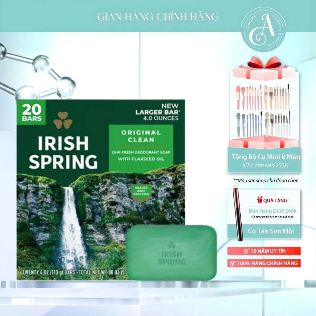 Lốc 20 bánh xà phòng Irish Spring - Xà bông khử mùi giúp làm sạch da, giữ làn da mềm mịn thơm mát