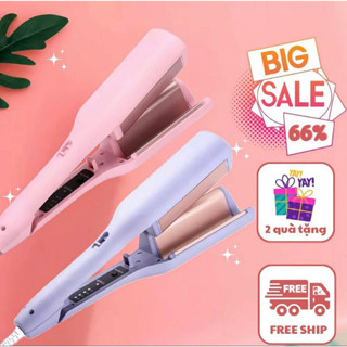 Máy Uốn Tóc Xoăn Sóng Nước Hippie 32mm Chất Liệu Gốm Sứ Ceramic Cao Cấp 2 Trục Máy Làm Xoăn Tóc (KSGR)