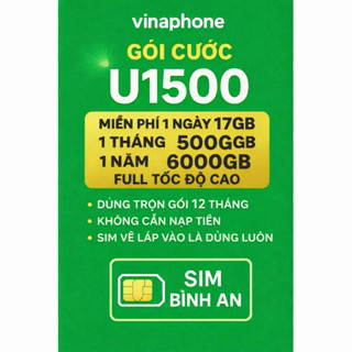 SIM VINAPHONE U1500 500GB/THÁNG  LOẠI 12T LẮP VÀO LÀ DÙNG NGAY,DÙNG CHO XE O TÔ,PHÁT WIFI,LIVESTREAM,...