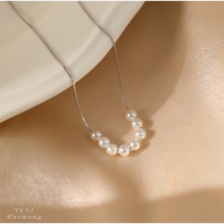 Dây chuyền bạc 925 vòng cổ nữ chuỗi hạt ngọc trai nhân tạo Small Pearl | HARMONY ACCESSORIES VC92