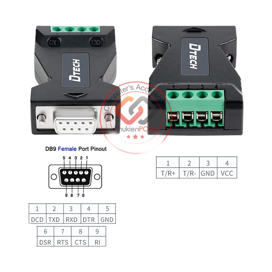 Bộ chuyển đổi RS232 to RS485 Adapter Dtech DT-9001
