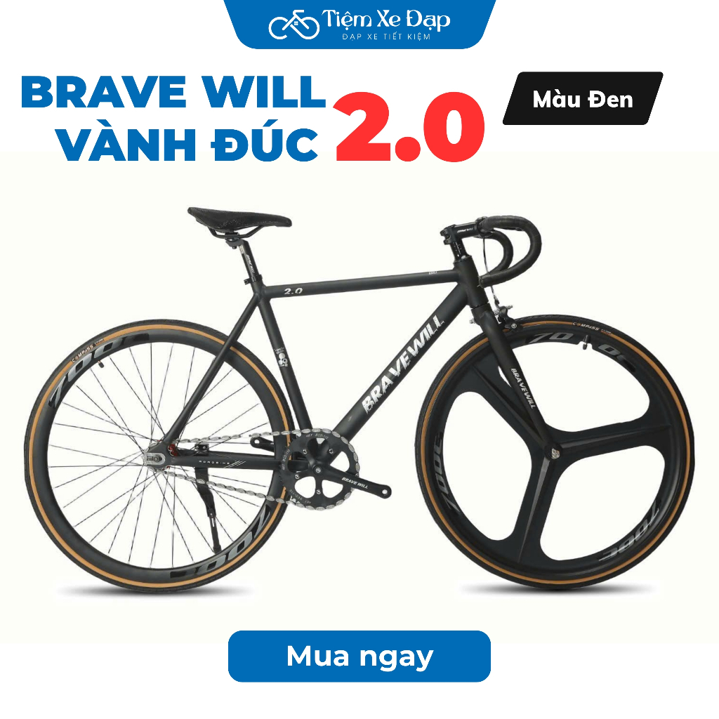 Xe Đạp Fixed Gear BRAVE WILL 2.0 Vành Đúc Giá Rẻ Dành Cho Các Bạn Học Sinh Đi Học, Thể Dục Thể Thao