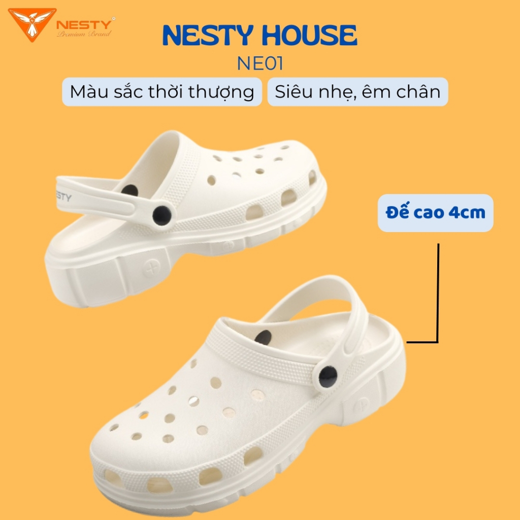 [NE01] Nesty House Dép Sục Nesty Chất Liệu EVA, Thiết Kế Lỗ Thoáng Khí Và Quai Hậu Linh Hoạt
