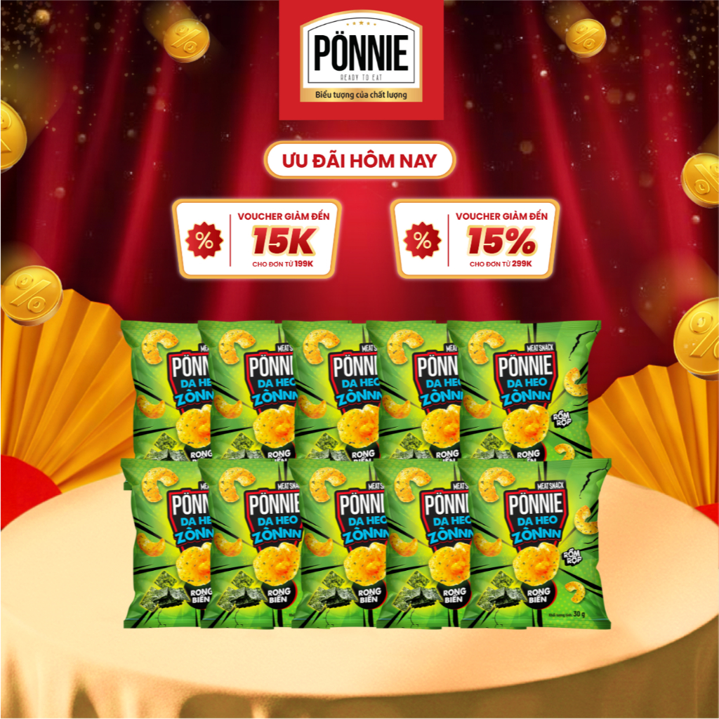 [GIAO HÀNG TOÀN QUỐC] [Combo 5/10] - Chọn vị - Snack Ponnie da heo zòn gói x 30gr