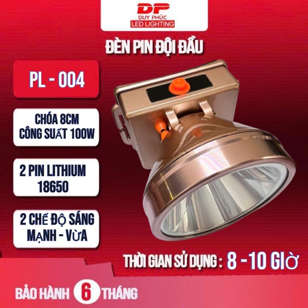 Đèn pin đội đầu PL 004 - pin 16850 100w - siêu sáng, chống nước, sửa chữa, câu cá
