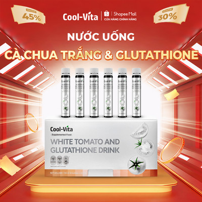 Nước Uống Hỗ Trợ Sáng Da Coolvita Chiết Xuất Từ Cà Chua Trắng Kết Hợp Glutathione (6 chai×25ml)/hộp - Thực Phẩm Bổ Sung