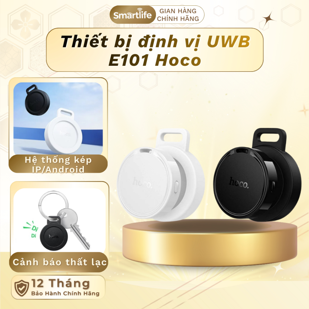 Thiết bị định vị UWB E101 Hoco sử dụng hệ thống kép, định vị không giới hạn khoảng cách, định vị chí